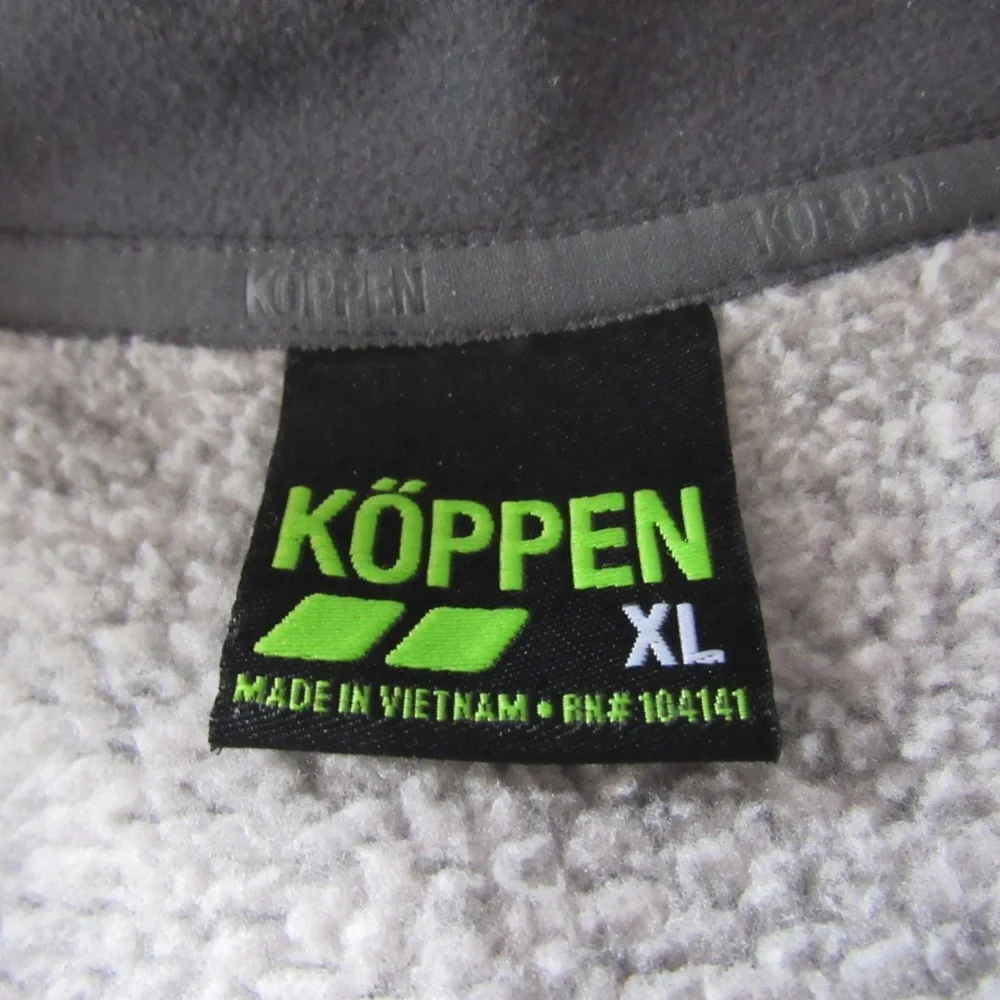 Koppen Mens Gray Quarter Zip Pullover Sweatshirt XL Fleece Warm Outdoors Winter